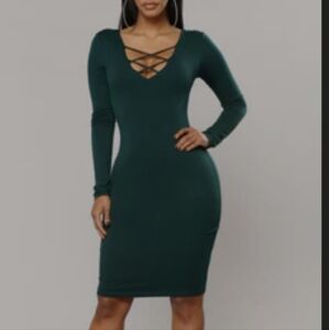 Fashion Nova Hunter Green criss cross dress